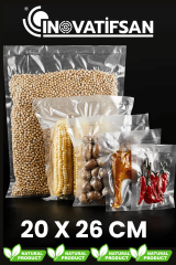 Vakum Torbası Tırtıklı 20x26 Cm 1 KG (115 ADET) Vakumlu Poşet Ev Tipi