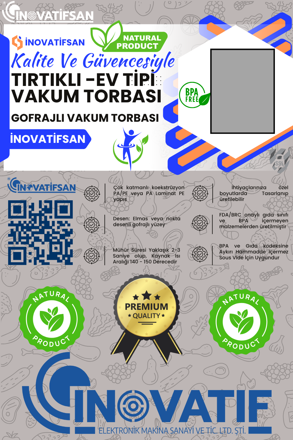 Vakum Torbası Tırtıklı 20x30 Cm 1 KG (97 ADET) Vakumlu Poşet Ev Tipi