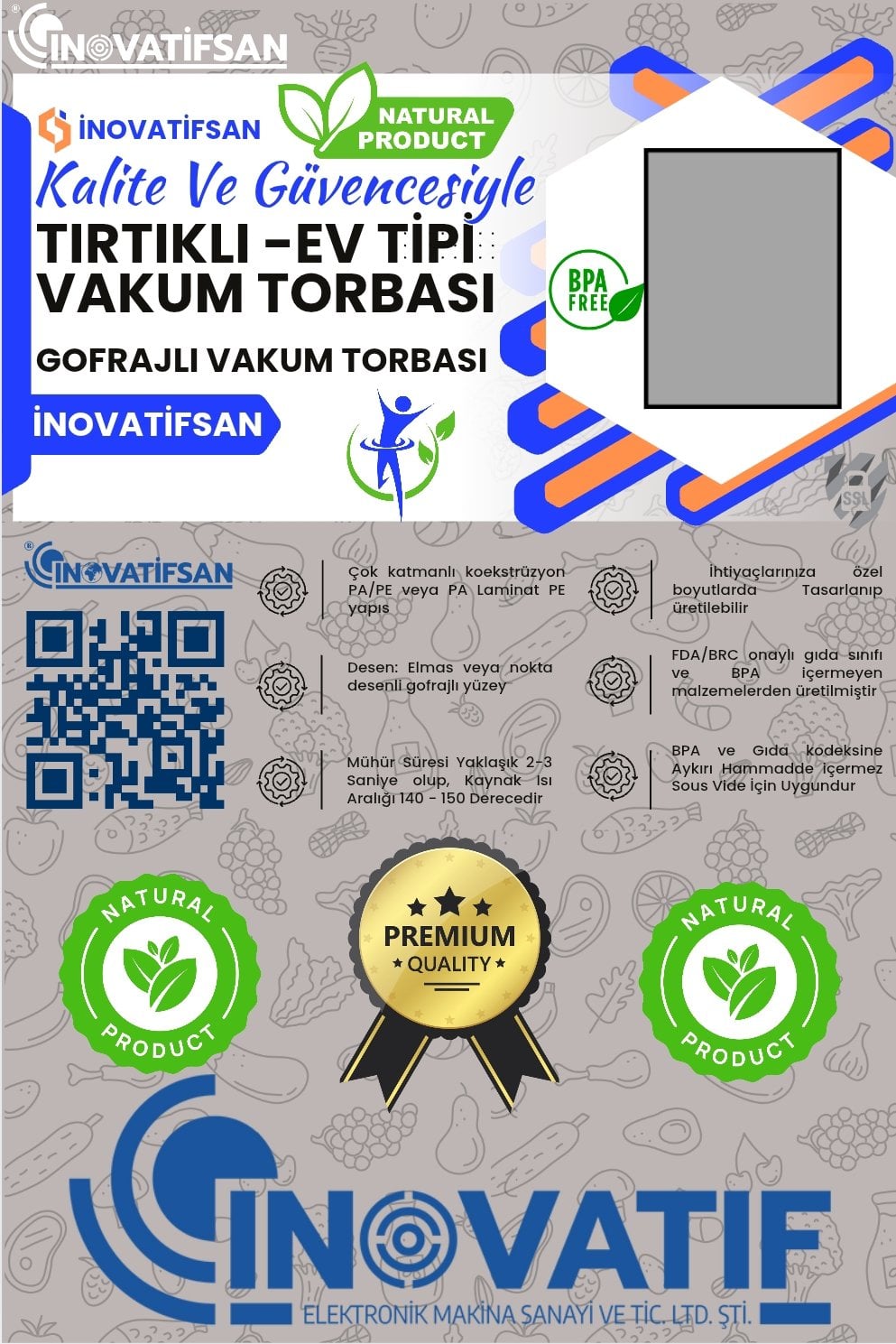 Vakum Torbası Tırtıklı 30x40 Cm 1 KG (42 ADET) Vakumlu Poşet Ev Tipi