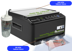 Endüstriyel Hazneli Ev Tipi Vakum Makinesi Siyah Kavanoz Vakumlama