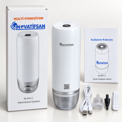İNOVATİFSAN İN-KVH-2 Çok Fonksiyonlu Şarjlı Vakum Makinesi Seti - 3 Valfli Torbalı
